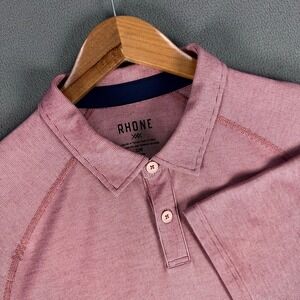 Rhone Polo Shirt Mens Large Red Delta Pique Lightweight Mesh Performance Golf